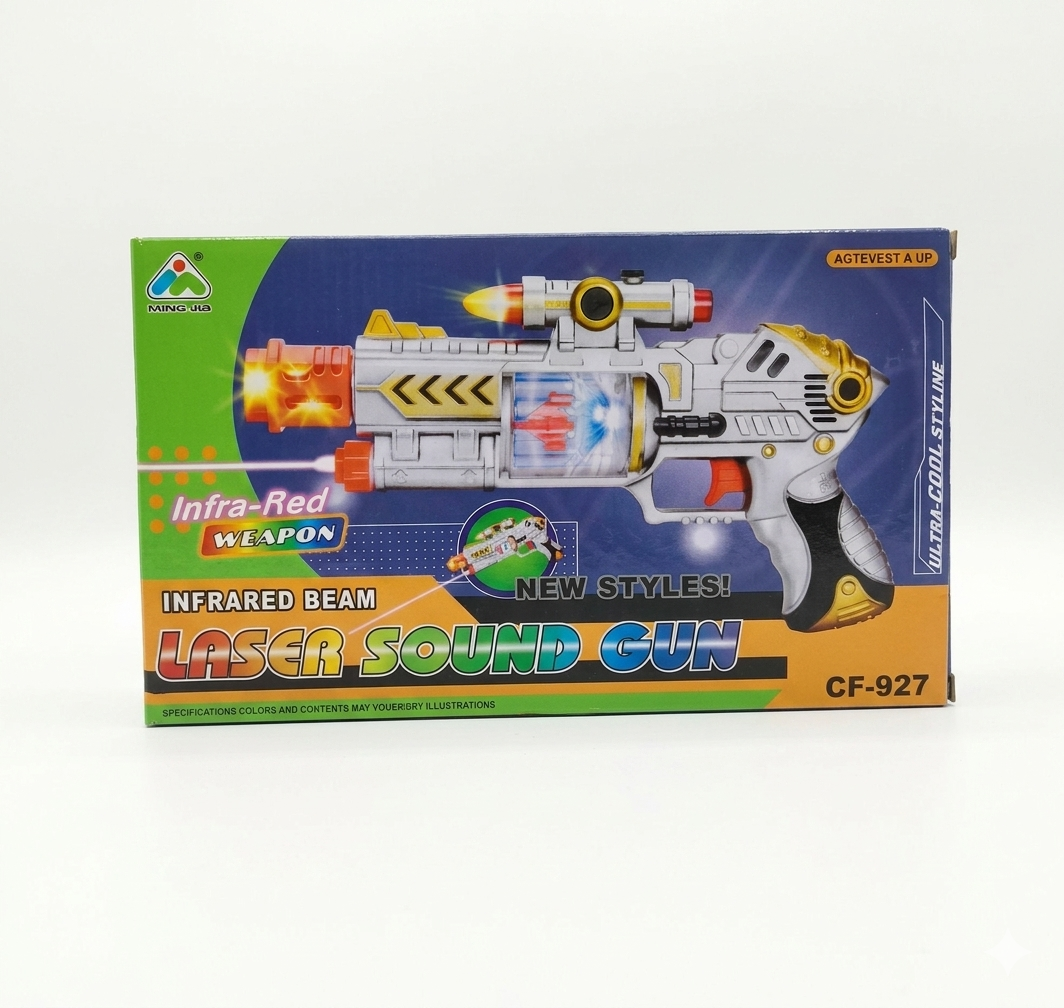 CF-927 Laser Sound Toy Gun for Kids | Infrared Target Beam, Lights & Sound Effects | Battery Operated Sci-Fi Blaster with Vibration & LED Effects | Safe Non-Firing Toy Gun (3+ Years)