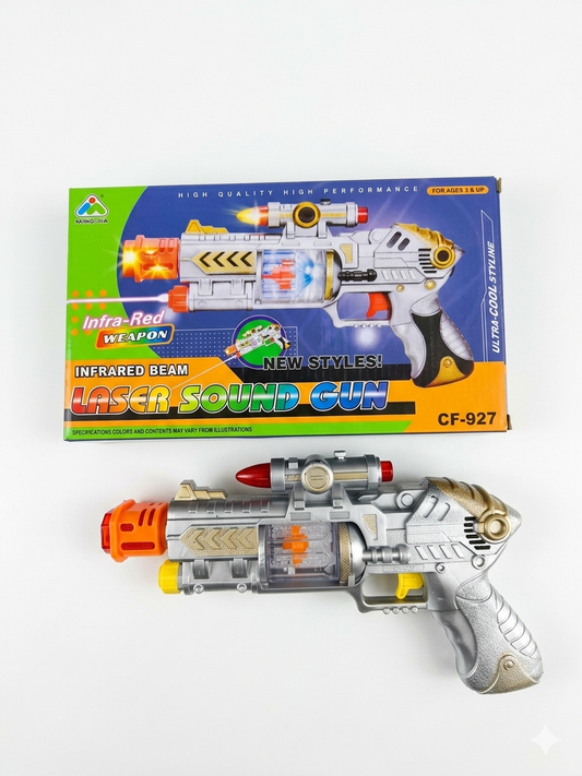 CF-927 Laser Sound Toy Gun for Kids | Infrared Target Beam, Lights & Sound Effects | Battery Operated Sci-Fi Blaster with Vibration & LED Effects | Safe Non-Firing Toy Gun (3+ Years)