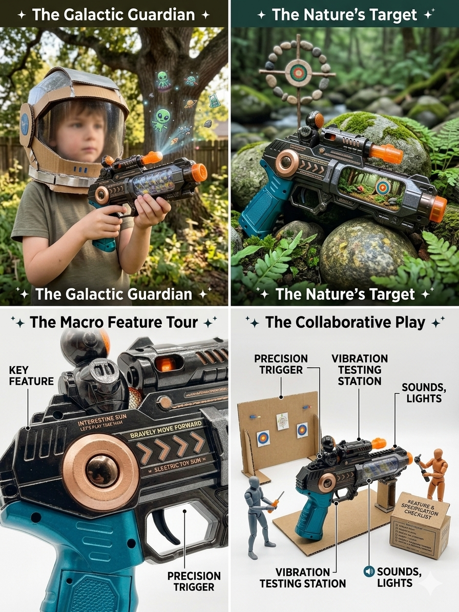 Electric Toy Gun for Kids with Lights & Sound | Battery Operated Toy Blaster | LED Effects, Vibration Feedback, Target Scope | Safe Non-Firing Play Gun with Ergonomic Grip (3+ Years)