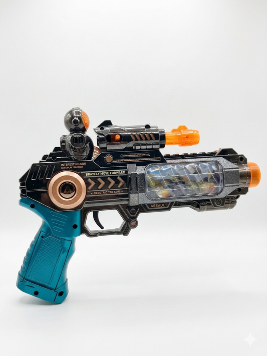 Electric Toy Gun for Kids with Lights & Sound | Battery Operated Toy Blaster | LED Effects, Vibration Feedback, Target Scope | Safe Non-Firing Play Gun with Ergonomic Grip (3+ Years)