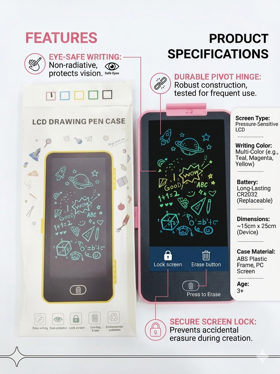 LCD Writing Tablet for Kids 10 Inch | Eye-Safe Drawing Pad | Pressure Sensitive Screen | One-Click Erase
