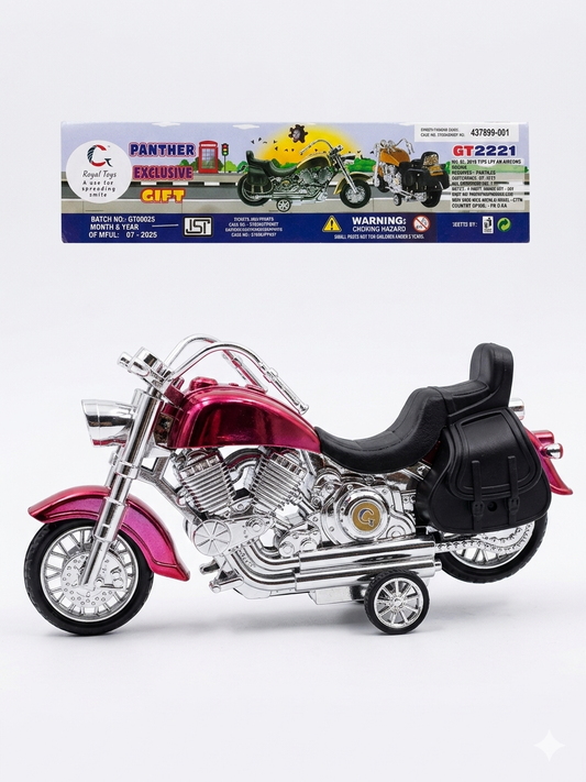 Die Cast Motorcycle Toy 1:12 Scale with Chrome Finish & Suspension, Metal Bike Model with Stand, Realistic Cruiser Toy for Kids & Collectors (Red)