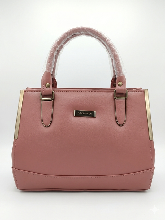 Seventeen Women’s Satchel Handbag (Model-28) | Premium Eco-Leather Tote with Multi Compartments, Zip Pocket & Gold-Tone Hardware