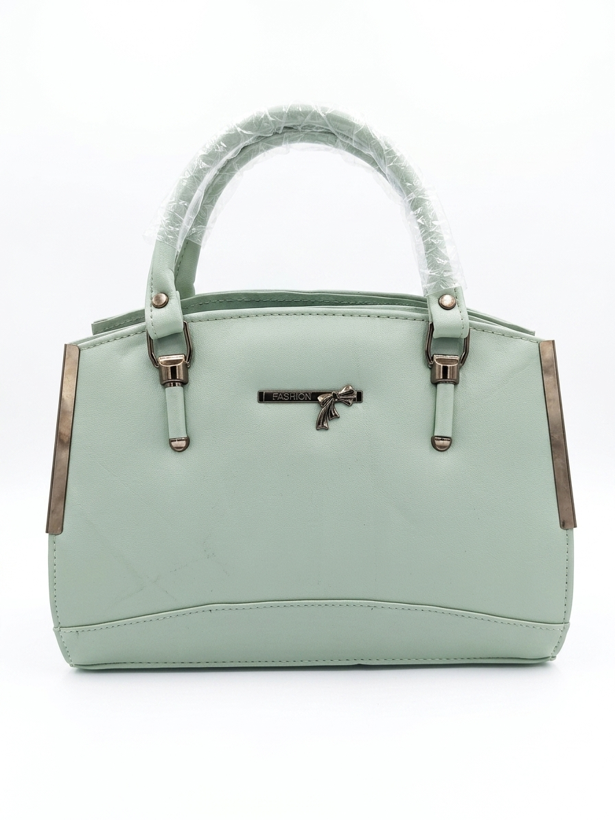 Mint Green Satchel Handbag for Women | Eco-Leather Structured Tote with Crossbody Strap