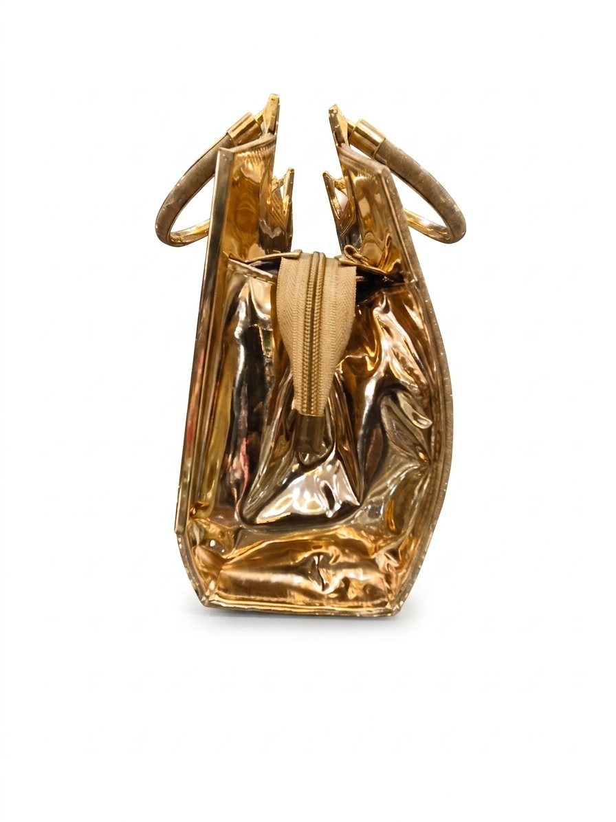 Éclat Golden Evening Clutch for Women | Metallic Textured Party Handbag with Gold Hardware, Magnetic Closure & Top Handle | Elegant Wedding, Party & Occasion Purse