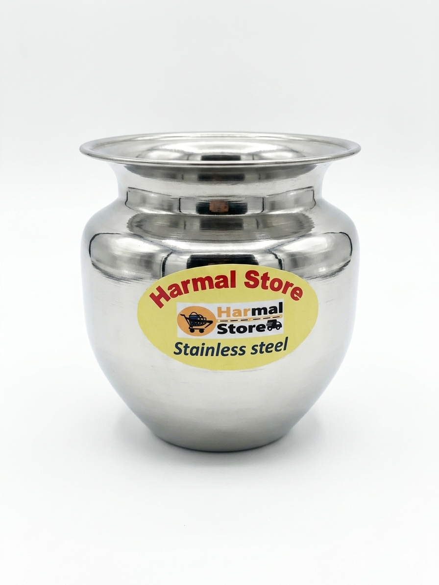 Harmal Store Stainless Steel Multi-Purpose Pot 1.2L | 304 Grade Steel Kalash / Storage Containe