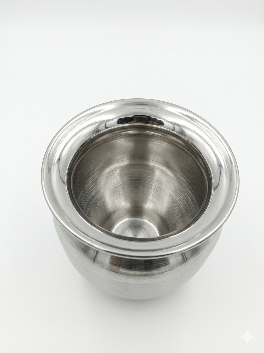 Harmal Store Stainless Steel Multi-Purpose Pot 1.2L | 304 Grade Steel Kalash / Storage Containe