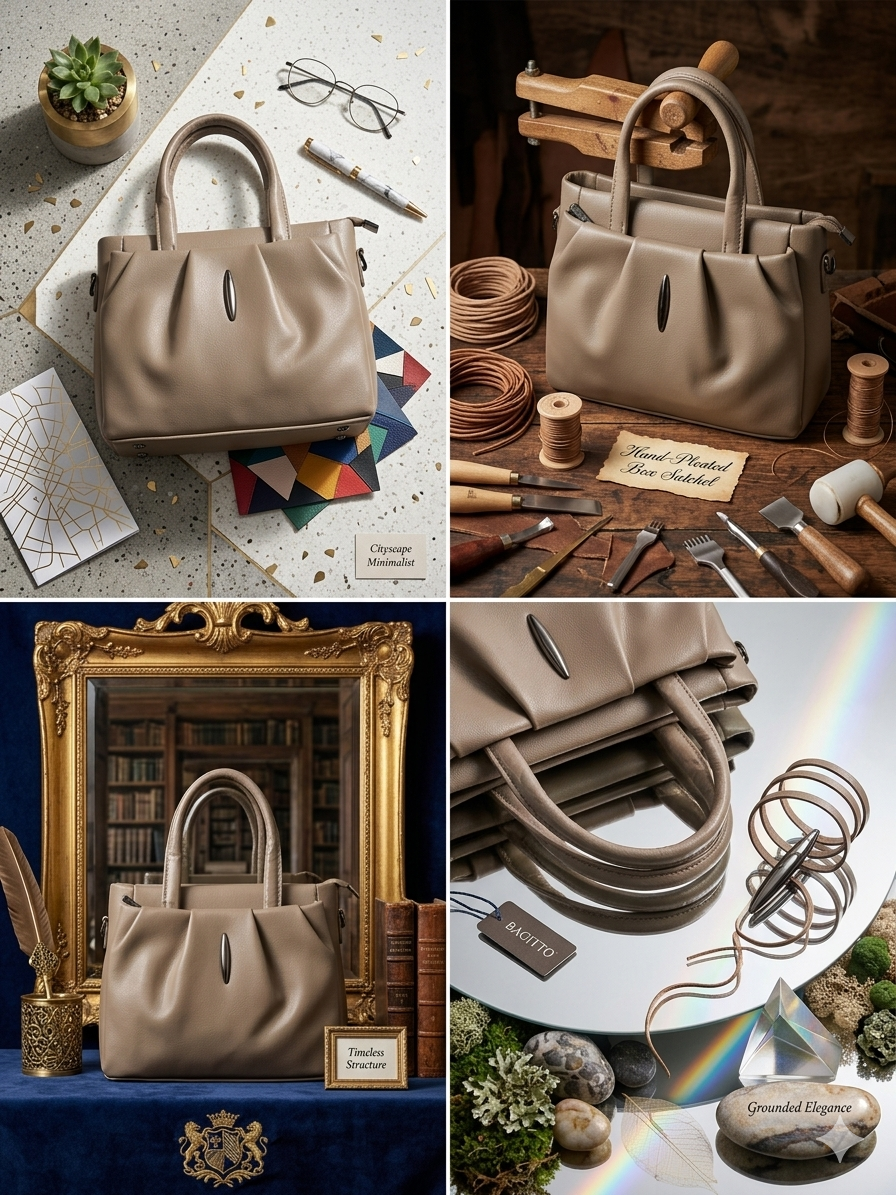 BAGITTO Women's Structured Satchel Tote Bag, Premium Faux Leather Handbag with Adjustable Strap, Taupe Beige