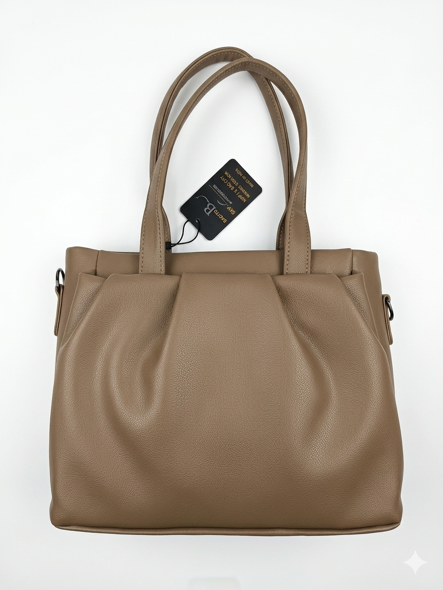 BAGITTO Women's Structured Satchel Tote Bag, Premium Faux Leather Handbag with Adjustable Strap, Taupe Beige