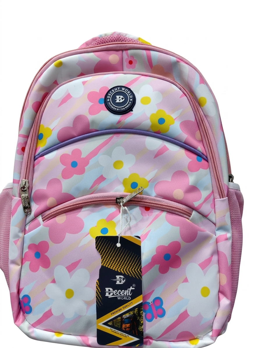 Girls Floral School Backpack, Pink Multi-Compartment Laptop Backpack with Water Resistant Fabric, Lightweight Travel Backpack with Side Mesh Pockets, Fits Up to 15.6 Inch Laptop