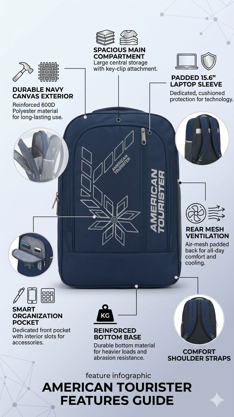 Blue Laptop Backpack for Men and Women, Water Resistant Travel Backpack with 15.6 Inch Laptop Sleeve