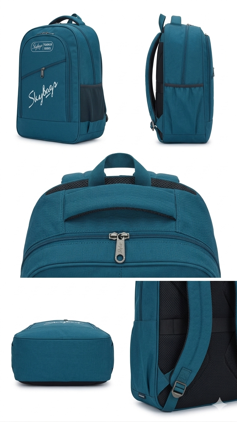 Blue Laptop Backpack for Men and Women, Multi-Compartment Travel Backpack with 15.6 Inch Laptop Sleeve, Water Resistant School and Office Bag with Side Mesh Pockets and Trolley Sleeve