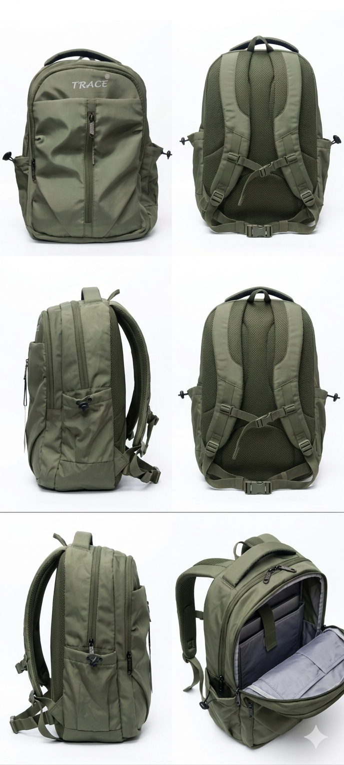 Olive Green Laptop Backpack for Men and Women, Water Resistant Travel Backpack with Padded Laptop Sleeve