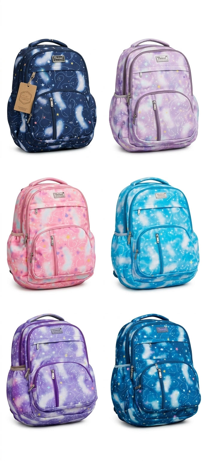 TNNI Printed School Backpack for Girls, Aqua Blue Laptop Backpack with Multi Compartments, Air Mesh Back