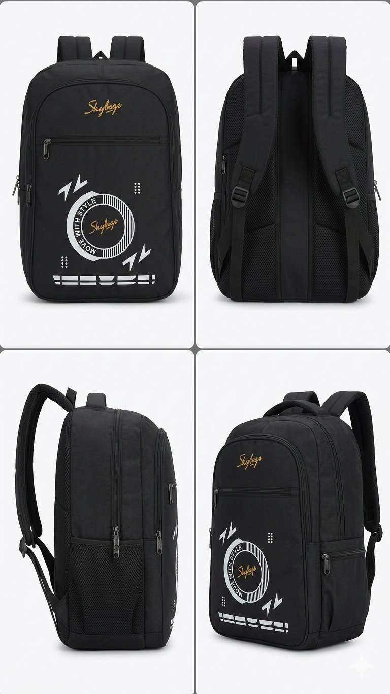 Skybags Black Laptop Backpack for Men & Women, Water Resistant School and College Bag with Air Mesh Back