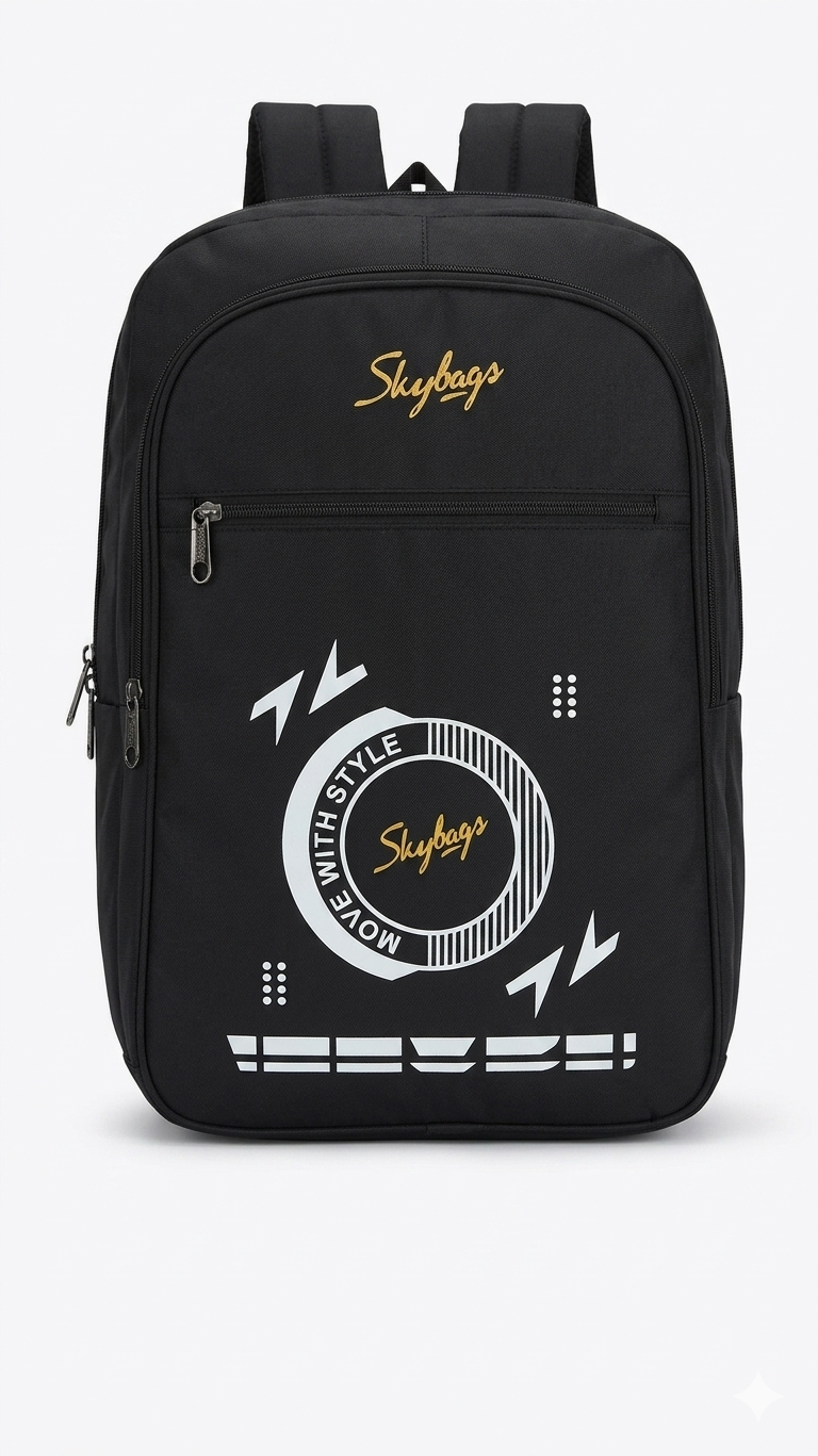Skybags Black Laptop Backpack for Men & Women, Water Resistant School and College Bag with Air Mesh Back