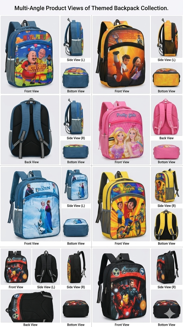 EATTE BOX Singham Kids School Backpack for Boys, Cartoon Printed School Bag with Bottle Pocket, Organizer Pocket, Adjustable Straps & Padded Back Panel