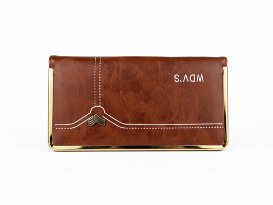 WDV'S Premium PU Leatherette Clutch Wallet for Women, Large Capacity Purse with Card Slots, Coin Pocket, Cash Compartment, Phone Pocket and Secure Clasp Closure, Brown