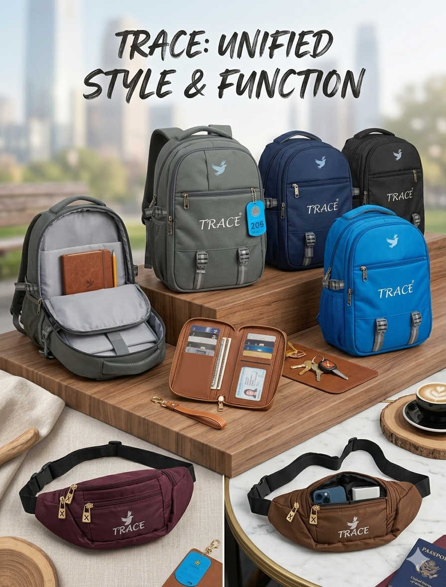 TRACE Backpack and Wallet Combo for Women and Girls, Stylish RFID Protected Laptop Backpack with Matching Organizer Wallet