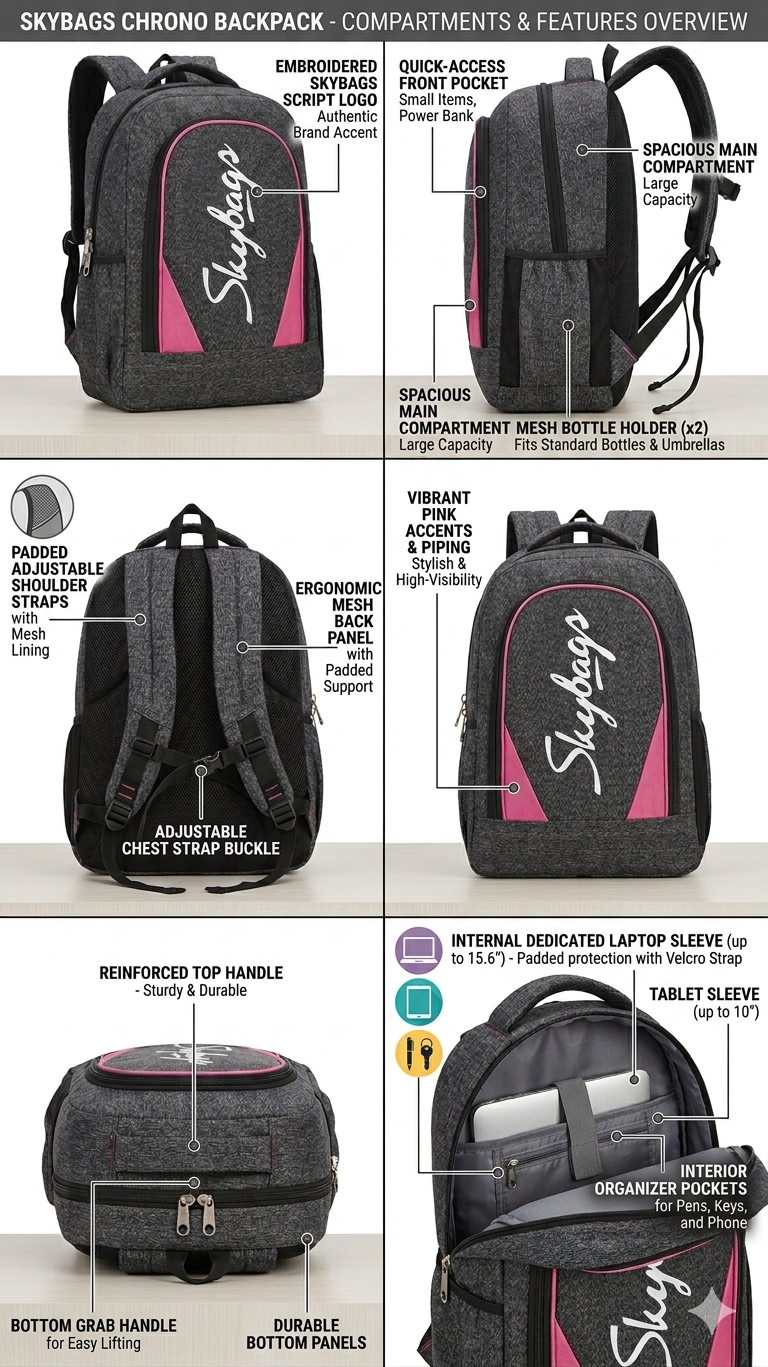 TRACE Backpack and Wallet Combo for Women and Girls, Stylish RFID Protected Laptop Backpack with Matching Organizer Wallet