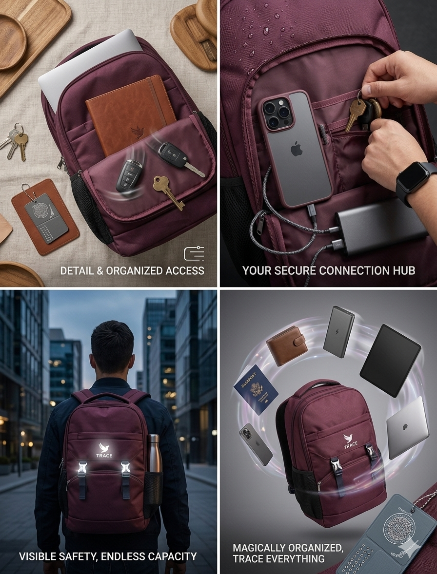 TRACE Laptop Backpack for Men and Women, Water Resistant Backpack with 15.6 Inch Laptop Sleeve, Tablet Pocket