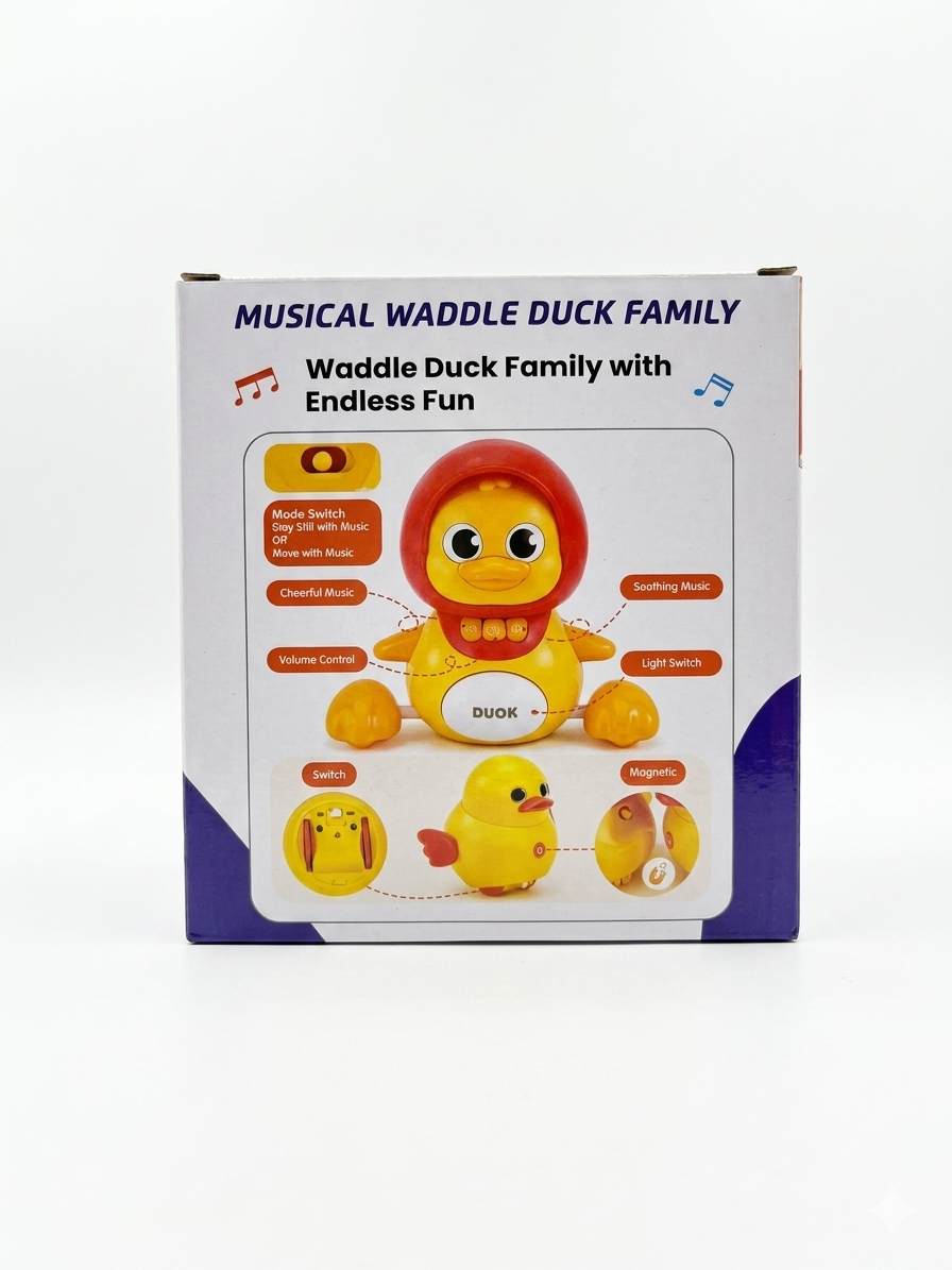 DUOK Musical Waddle Duck Family Toy Set for Kids, Interactive Walking Duck with Lights, Music and Magnetic Follow Duck, Educational Toy for Toddlers 12+ Months