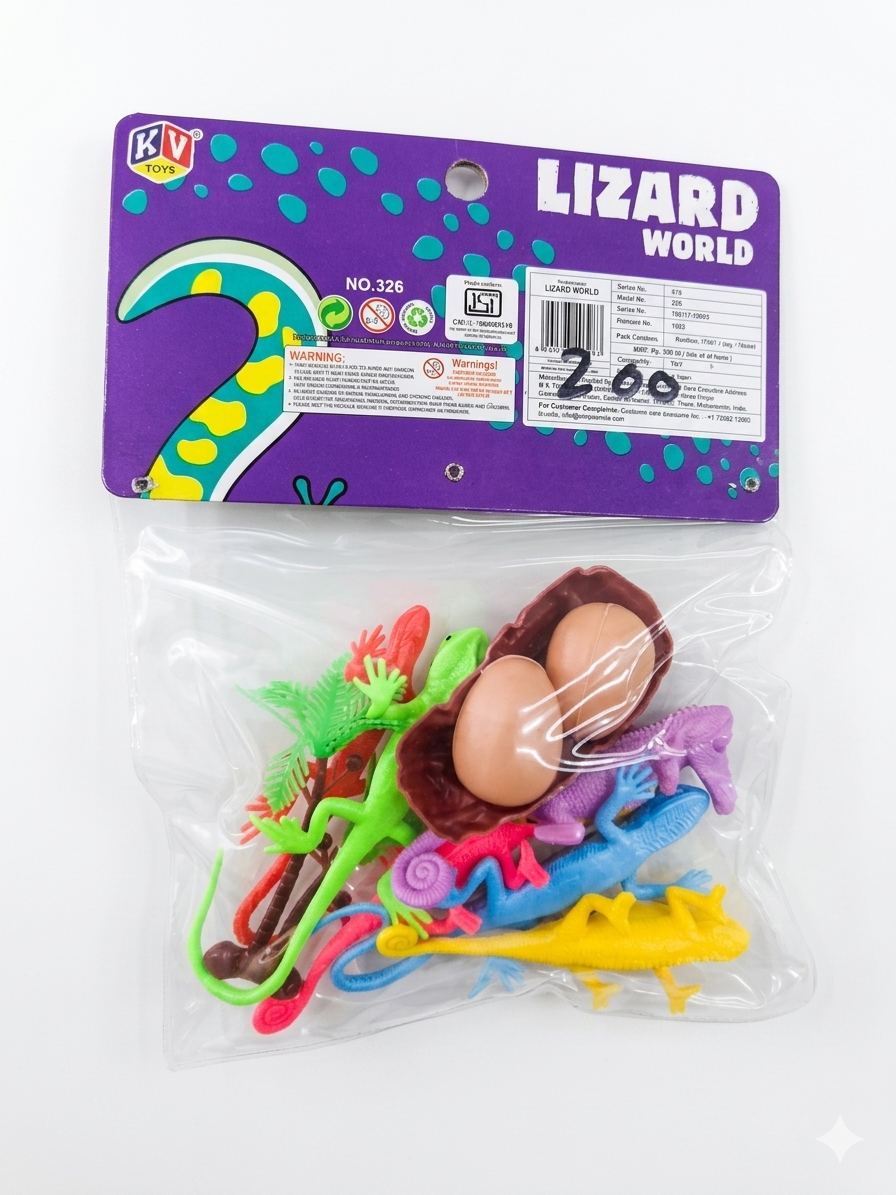 KV Toys Lizard World Reptile Figure Set for Kids, Soft Plastic Gecko, Newt and Crocodile Animal Toys with Terrain Accessories