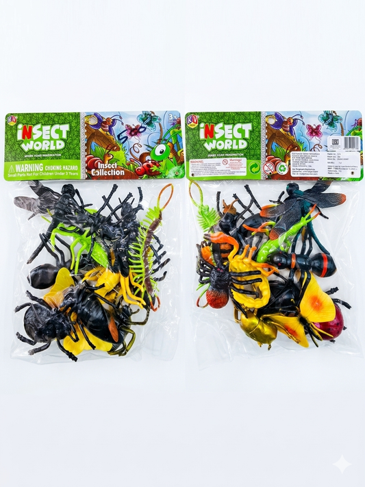 KV Toys Insect World Play Set for Kids, Educational Insect Collection with Beetles, Ants, Butterflies, Centipedes and Scorpions, Soft Plastic Animal Figures for Ages 3+