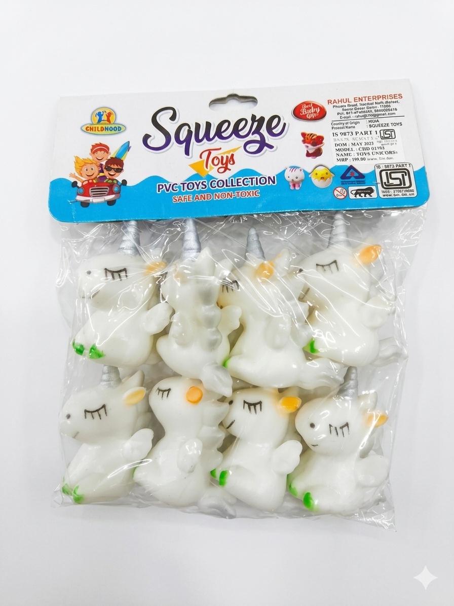 Unicorn Squeeze Toys for Kids, Soft PVC Squishy Unicorn Toy Set, Non-Toxic Sensory Stress Relief Toys, Pack of 8 for Ages 3+