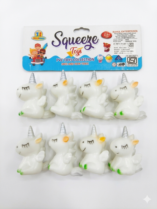 Unicorn Squeeze Toys for Kids, Soft PVC Squishy Unicorn Toy Set, Non-Toxic Sensory Stress Relief Toys, Pack of 8 for Ages 3+