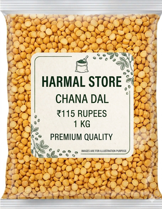 Harmal Store Chana Dal 1 Kg | Premium Quality Split Bengal Gram | High Protein, Natural & Unpolished Dal | Ideal for Daily Cooking