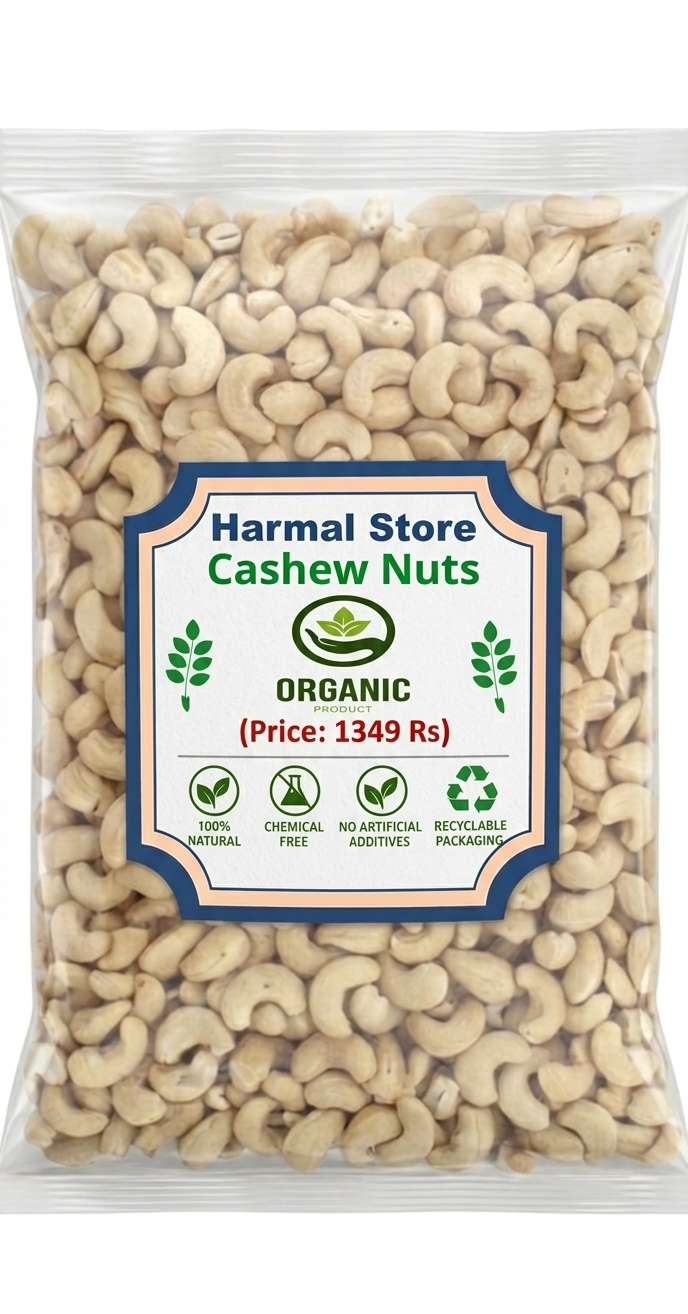 Harmal Store Premium Cashew Nuts 1kg, Natural Whole Kaju, Crunchy Healthy Dry Fruit, Protein Rich Organic Cashews