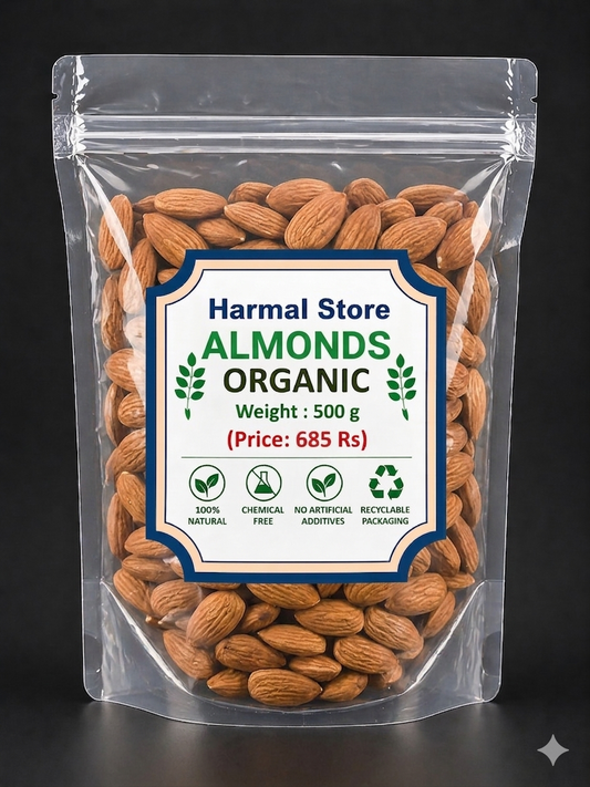 Organic Almonds 500g | Premium Natural Badam | Chemical Free Whole Almond Kernels | Healthy Dry Fruits for Daily Nutrition