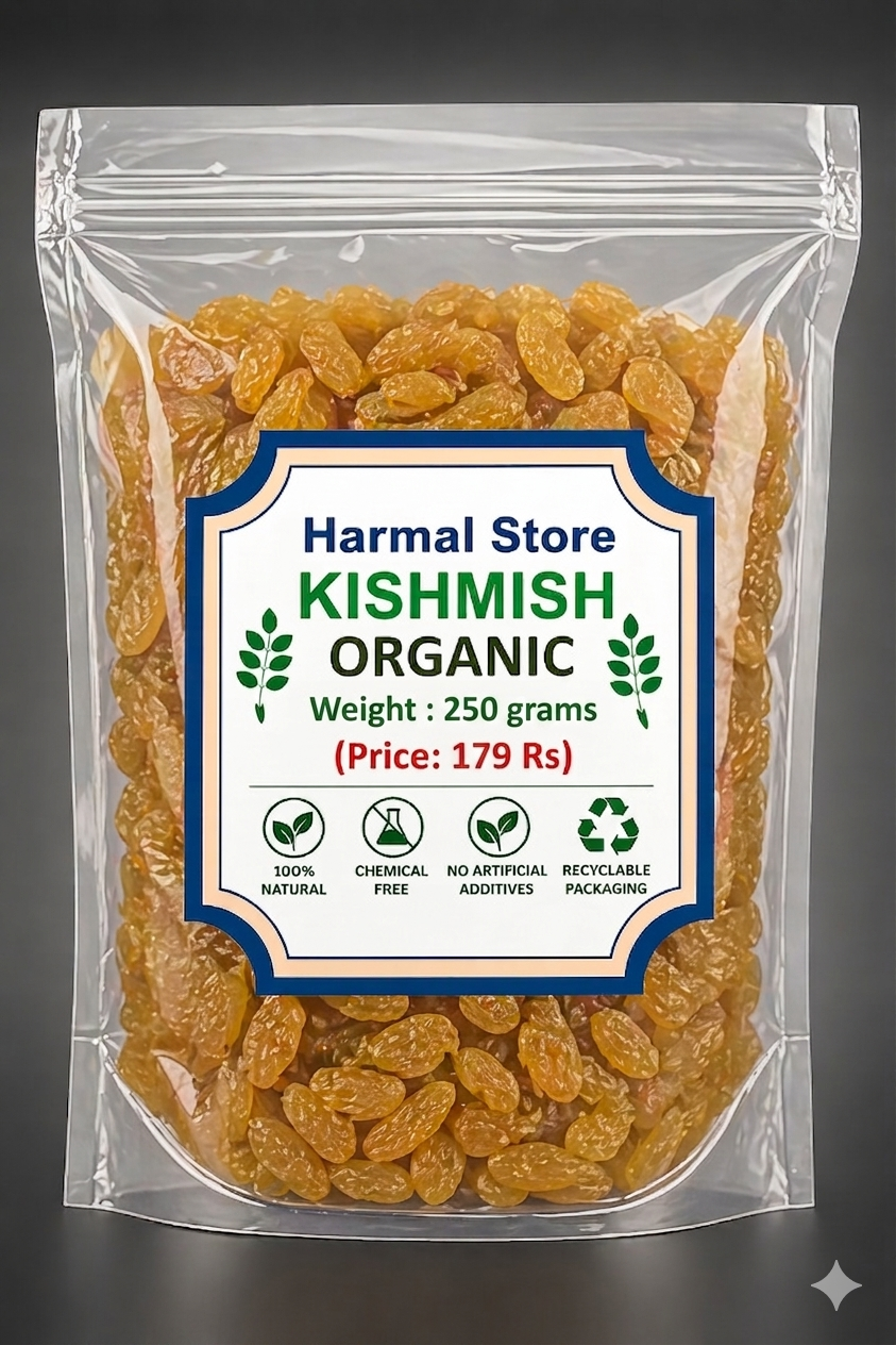 Harmal Store Organic Kishmish 250g | Premium Golden Raisins | Natural Dry Grapes