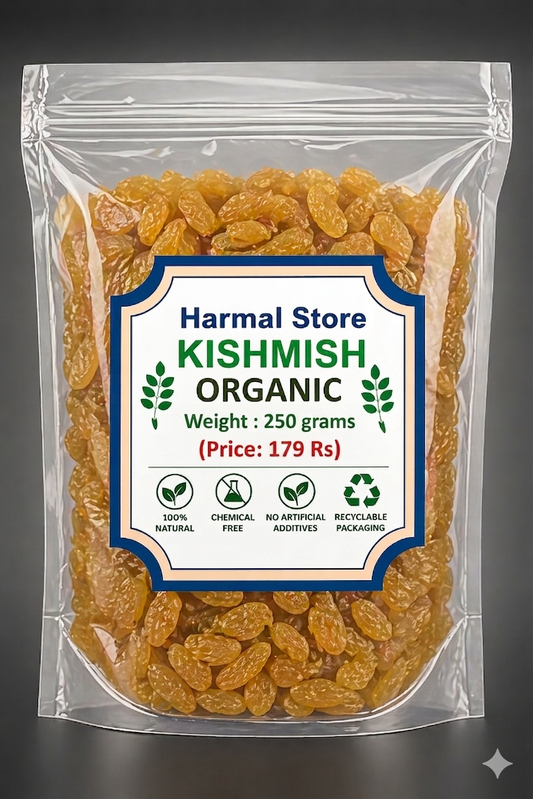 Harmal Store Organic Kishmish 250g | Premium Golden Raisins | Natural Dry Grapes