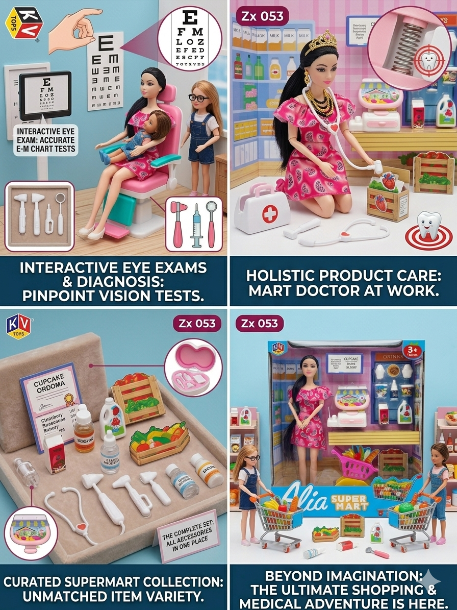 Alia Super Mart Doll Playset with Cash Register, Shopping Cart & Accessories, 11.5 Inch Poseable Doll