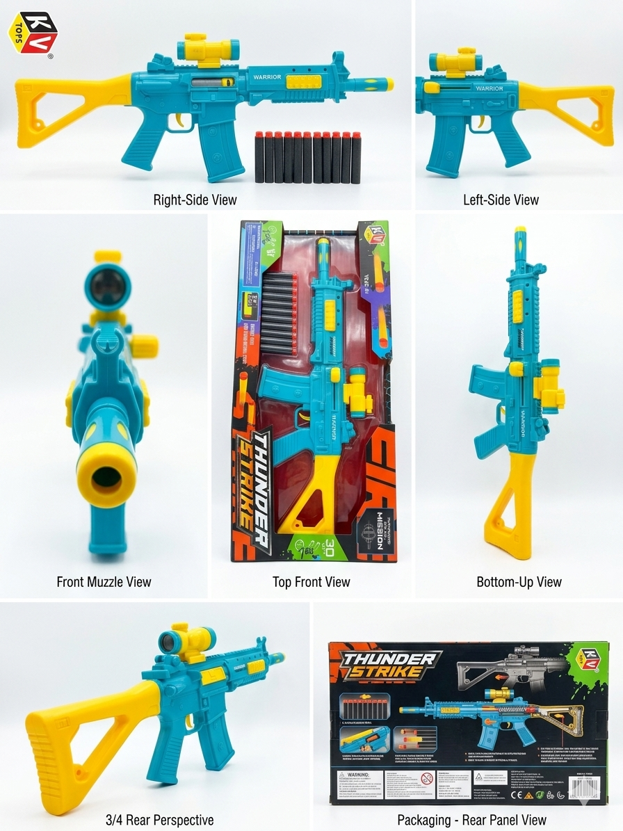 Kids Foam Dart Blaster Toy with Scope, Manual Spring Action, Soft Foam Darts, Outdoor Target Game Toy for Kids Age 4+