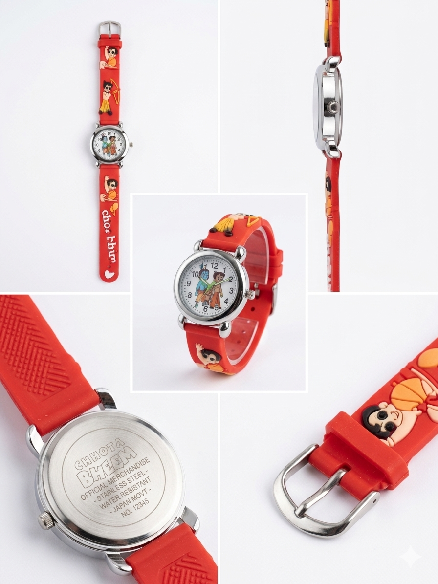 Chhota Bheem Official Kids Analog Wrist Watch | Silicone Strap Cartoon Watch for Boys & Girls | Durable, Water-Resistant | Easy-to-Read Dial