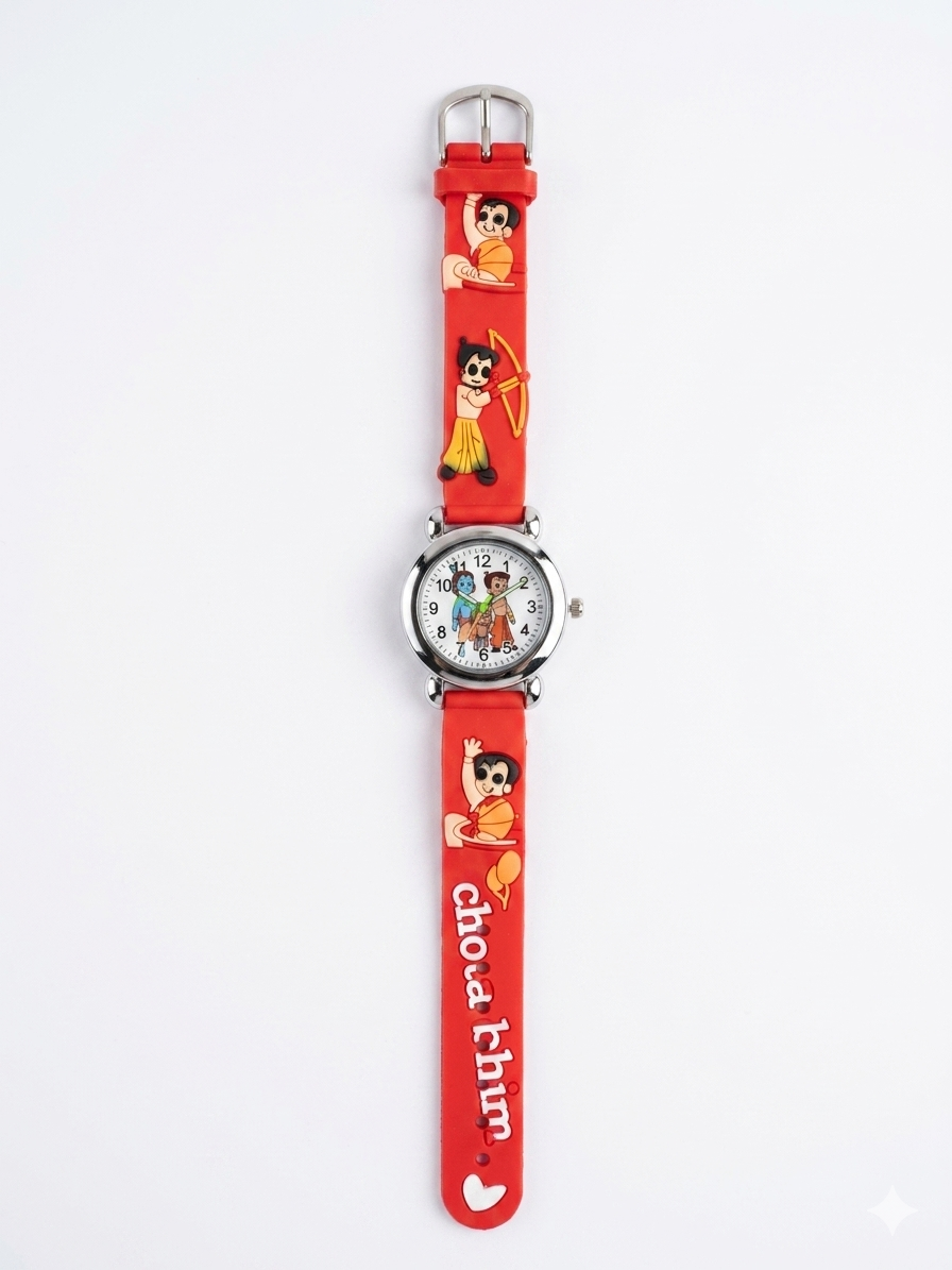 Chhota Bheem Official Kids Analog Wrist Watch | Silicone Strap Cartoon Watch for Boys & Girls | Durable, Water-Resistant | Easy-to-Read Dial