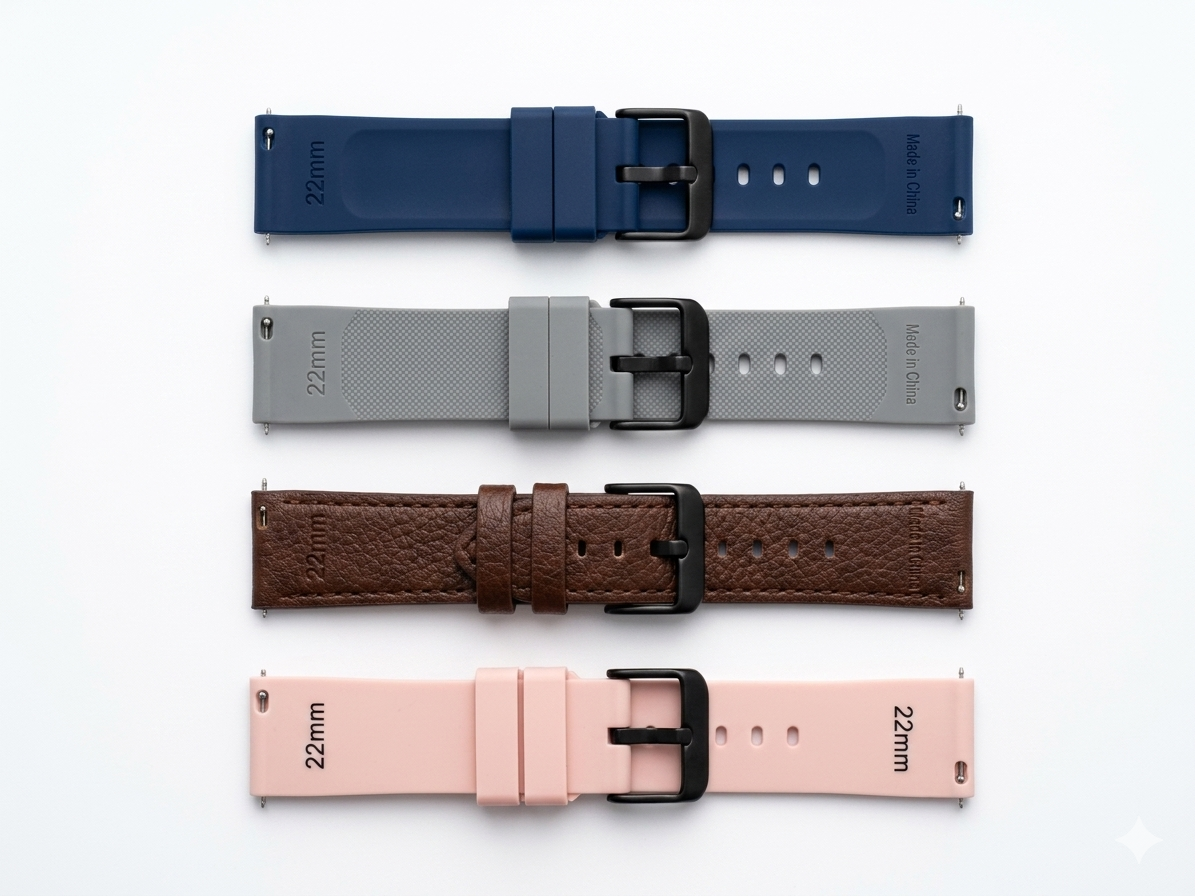 22mm Watch Strap Replacement Band | Silicone, Genuine Leather & Hybrid Options (1 PEACE )
