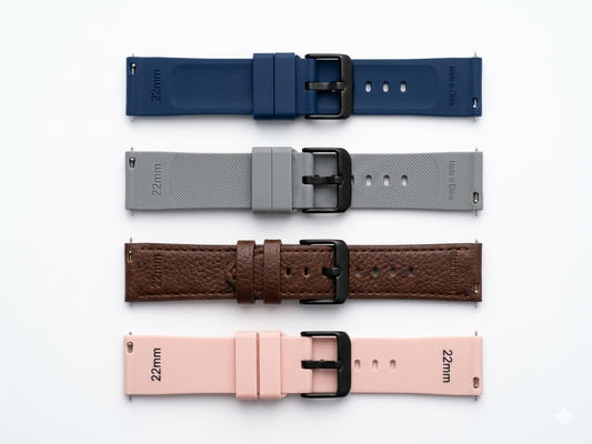 22mm Watch Strap Replacement Band | Silicone, Genuine Leather & Hybrid Options (1 PEACE )