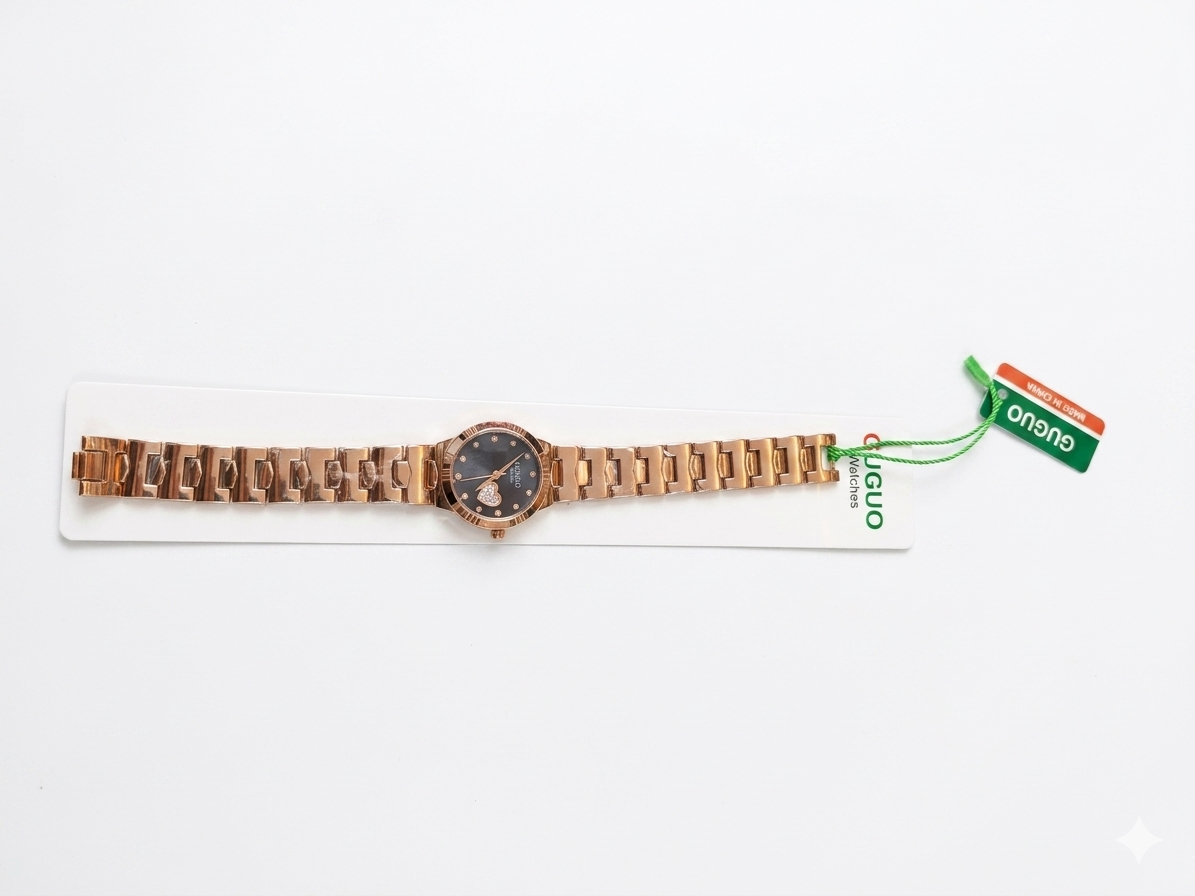 Women’s Rose Gold Analog Watch with Blue Heart Dial | Quartz Movement | Slim 32mm Case