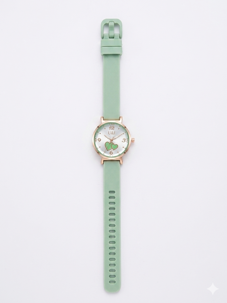 Women’s Analog Watch with Dual Heart Dial | Rose Gold Case | Purple Silicone Strap | Japanese Quartz Movement |