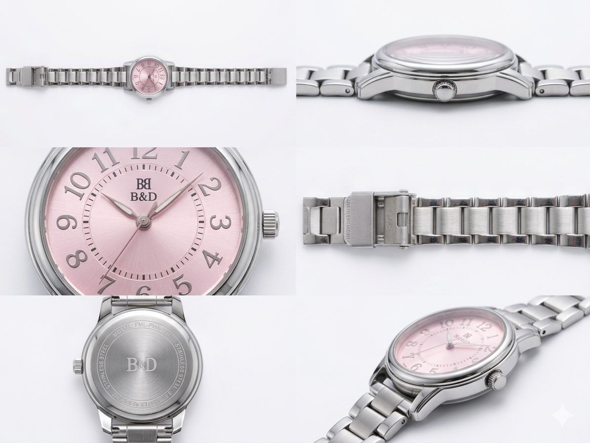 Women’s Pink Dial Analog Watch with Stainless Steel Strap | Japanese Quartz Movement | 32mm Elegant Slim Watch