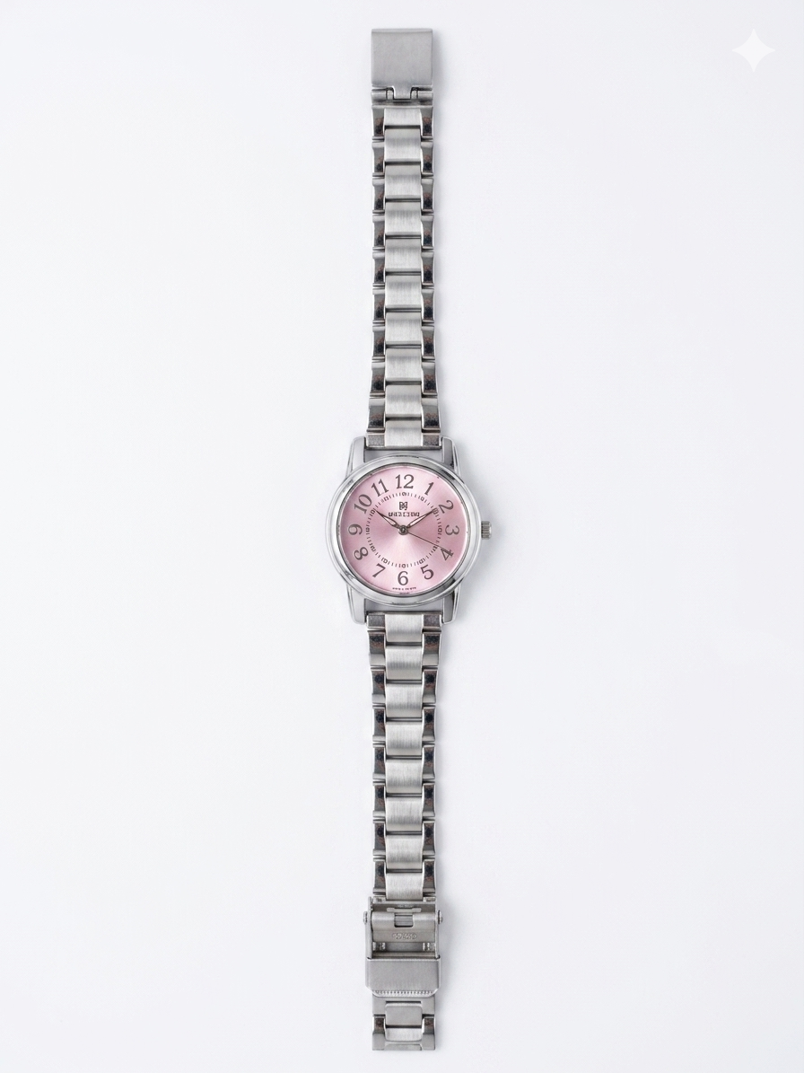 Women’s Pink Dial Analog Watch with Stainless Steel Strap | Japanese Quartz Movement | 32mm Elegant Slim Watch