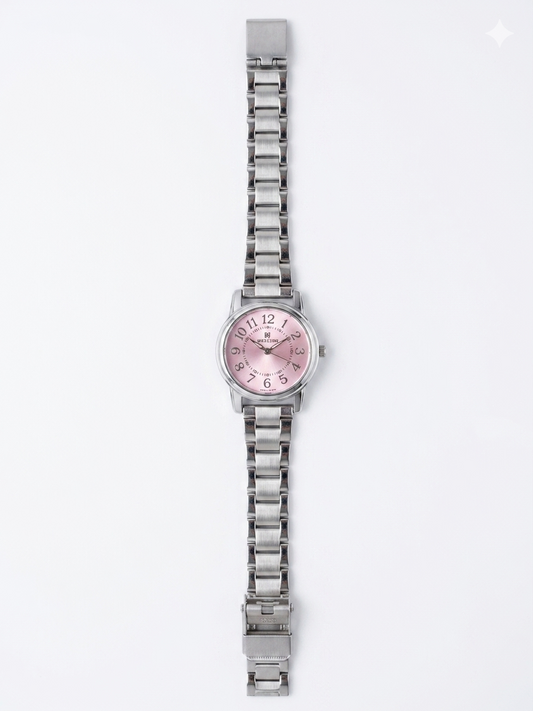 Women’s Pink Dial Analog Watch with Stainless Steel Strap | Japanese Quartz Movement | 32mm Elegant Slim Watch