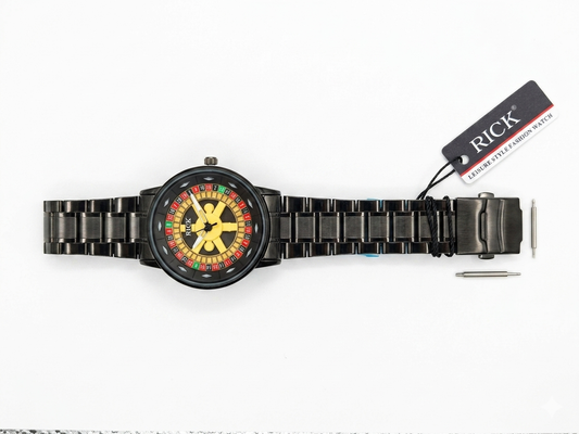 RICK Men’s Fashion Analog Watch with Unique Roulette Multi-Color Dial | Stainless Steel Strap | Quartz Movement