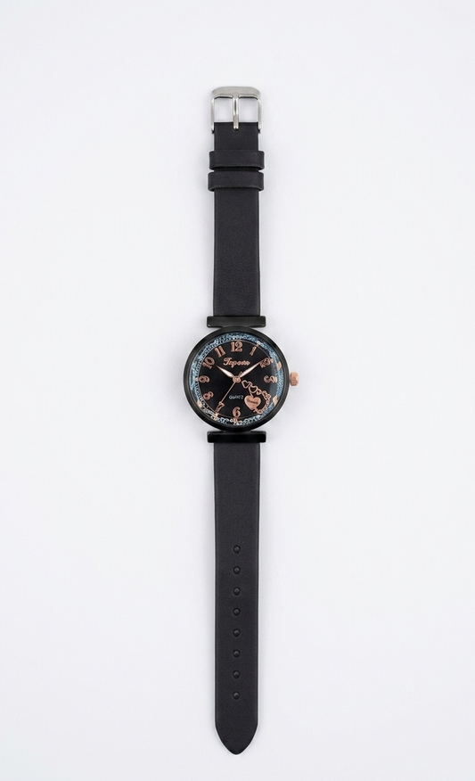 Women’s Analog Watch with Dual Heart Dial | Rose Gold Case | Purple Silicone Strap | Japanese Quartz Movement