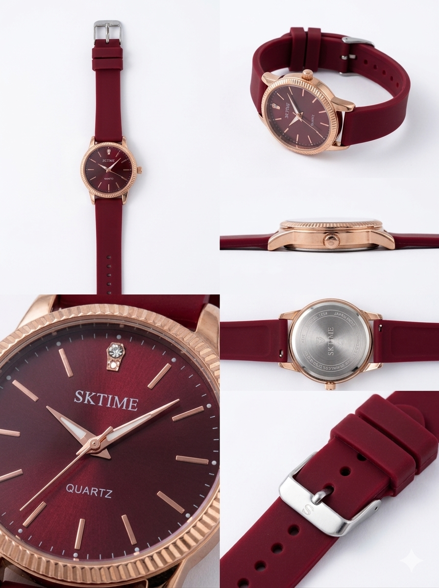 Kids Girls Analog Watch with Heart Dial | Rose Gold Case | Black Silicone Strap | Japan Quartz Movement | 28mm Cute Wrist Watch for Girls