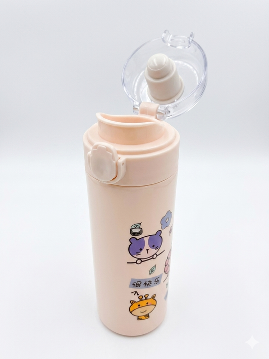 Magical Minds Insulated Water Bottle for Kids – 500ml Stainless Steel Flask with 3D Cartoon Art – Leak-Proof Flip-Top Lid & Easy-Flow Spout – Keeps Hot 12h